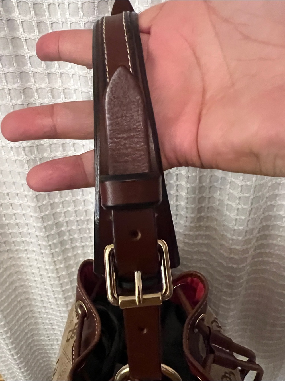 Dooney & Bourke Tan Brown Logo Quilted Drawstring Bucket Bag with Wallet & Pouch - Picture 8 of 16